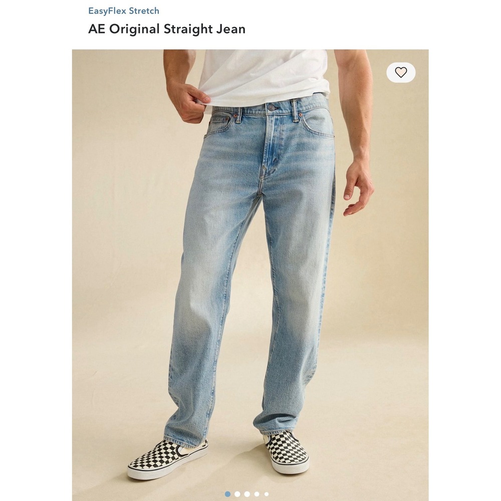 American Eagle Original Straight Jeans Mens 33x32 Light Wash EasyFlex Preloved